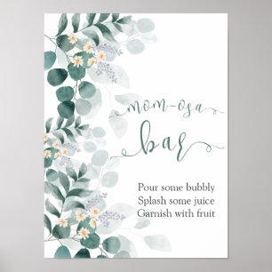 Poster Baby shower vert eucalyptus momosa bar