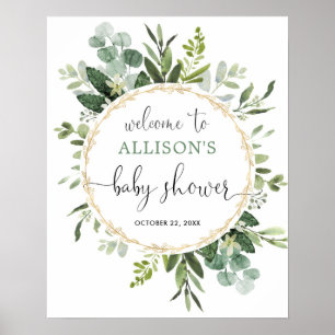 Poster Baby shower vert neutre pour les femmes signe de b