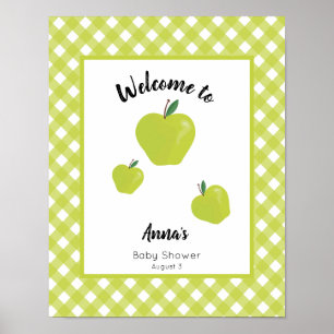 Poster Baby shower vert pomme bienvenue