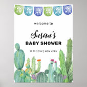 Poster Baby shower vert Taco Fiesta Cactus Bienvenue (Devant)