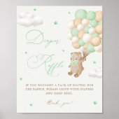 Poster Baby shower vert Teddy Bear Raffin (Devant)