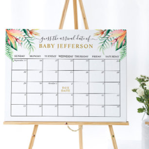 Poster Baby shower vert tropical Guides Date d'échéance C
