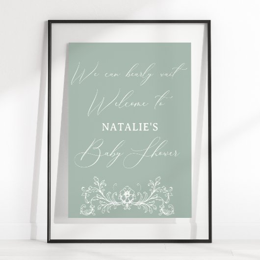 Poster Baby shower vert vintage intemporel