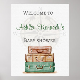 Poster Baby shower voyage thème fête signe de bienvenue