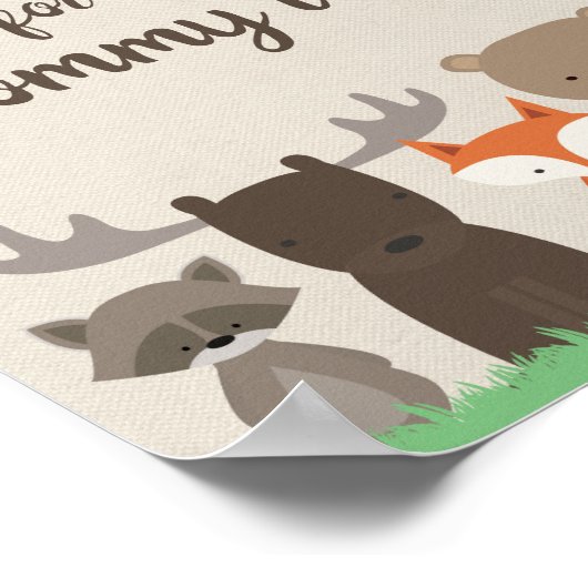 Poster Baby shower Woodland Conseils pour le signe maman (Coin)