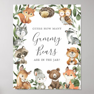 Poster Baby shower Woodland Devine Combien D'Ours De Gumm