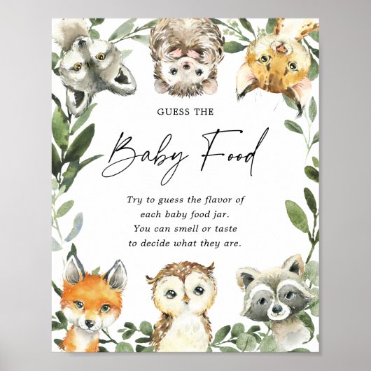 Poster Baby shower Woodland Devine Le Panneau Alimentaire (Devant)