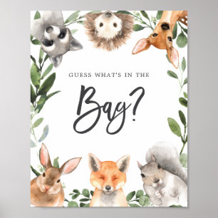 Poster Baby shower Woodland Devinez ce qui se passe dans 