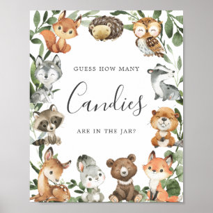 Poster Baby shower Woodland Devinez combien de bonbons