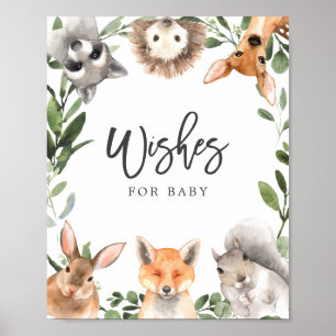 Poster Baby shower Woodland veut pour bébé signe