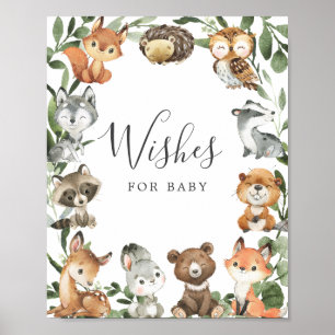 Poster Baby shower Woodland veut pour bébé signe