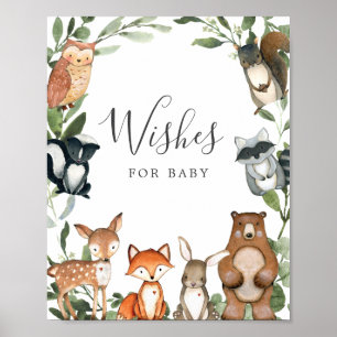 Poster Baby shower Woodland veut pour bébé signe