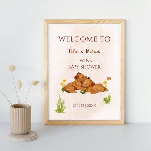Poster Baby showers jumeaux neutres selon le genre