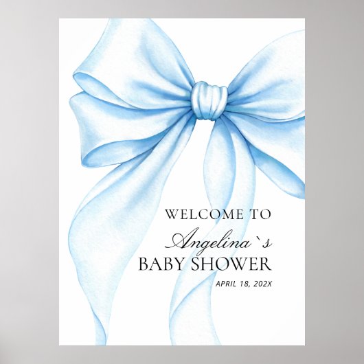 Poster Baby showerv delicate bow. (Voorkant)