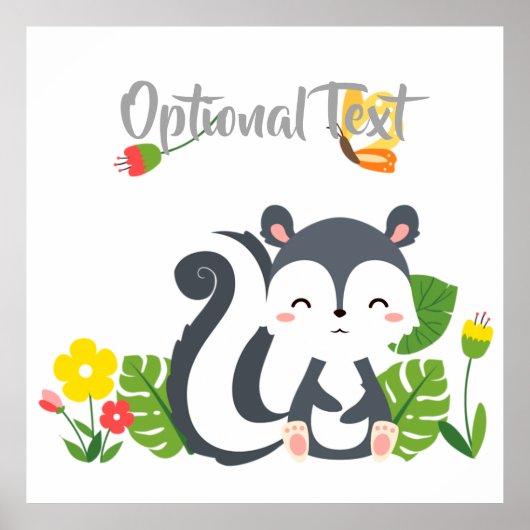 Poster Baby Skunk, Papillon & Fleurs (Devant)