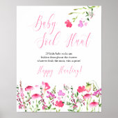 Poster Baby Sock Hunt Fleur sauvage rose Baby shower Jeu (Devant)