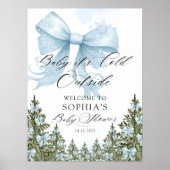 Poster Baby Son froid dehors Baby shower bleu Bow Accueil (Devant)