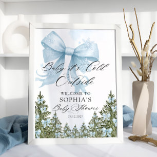 Poster Baby Son froid dehors Baby shower bleu Bow Accueil