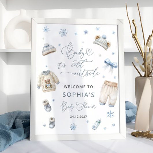 Poster Baby Son Froid Hors Vêtements Baby shower Accueil