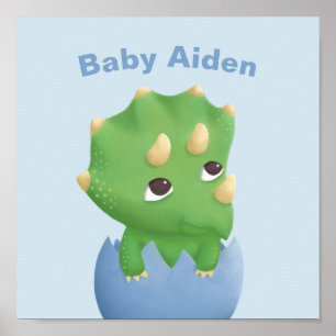 Poster Baby Triceratops Dinosaur Egg Nursery Décor