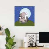 Poster Baby Wolf Hurlant Sur La Lune (Bureau à domicile)