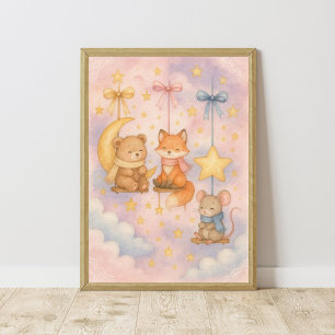 Poster Baby Woodland Animals Céleste Nursery Wall Art