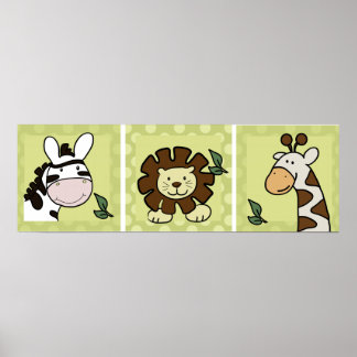 Poster Baby Zoo Animaux Giraffe Zebra Lion set of 3