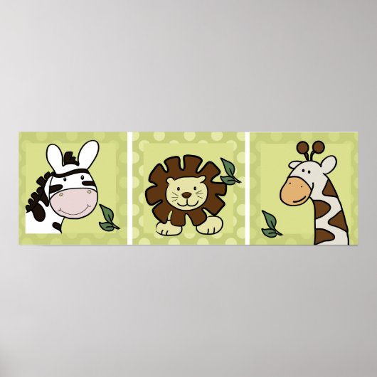 Poster Baby Zoo Animaux Giraffe Zebra Lion set of 3 (Devant)