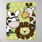 Poster Baby Zoo GIRAFFE, LION & ZEBRA MUR ART (Devant)
