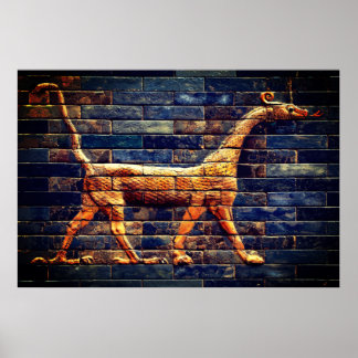 Poster BABYLONIAN SNAKE DRAGONS Antique Assyrian Art 