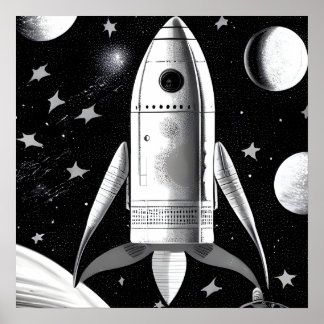 Poster Bac à roquettes B&W Retro