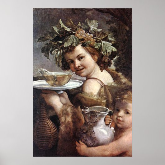 POSTER BACCHUS AUX RAISINS ET AU VIN (Devant)