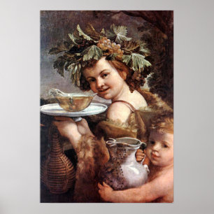 POSTER BACCHUS AUX RAISINS ET AU VIN