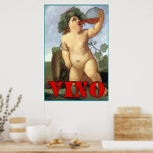Poster Bacchus boire du vin, VINO (Cuisine)
