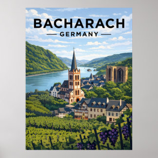 Poster Bacharach Allemagne Voyage Vintage