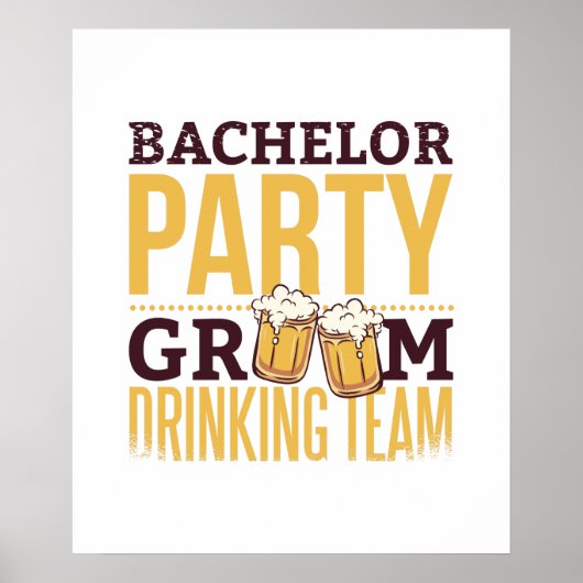 Poster Bachelor Party Groom Drinking Team Funny Wedding (Devant)