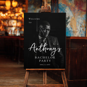 Poster Bachelor party moderne design photo bienvenue