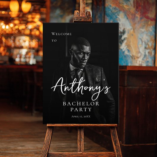 Poster Bachelor party moderne design photo bienvenue