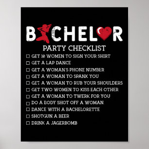 Poster Bachelor Supplies Party Checklist Groom Groomsmen