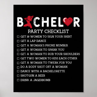 Poster Bachelor Supplies Party Checklist Groom Groomsmen