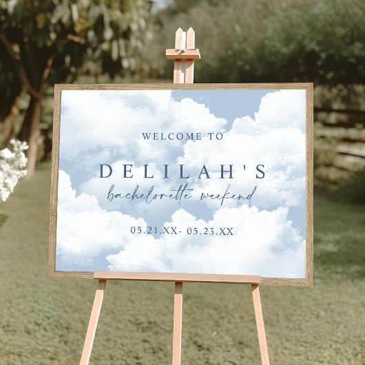 Poster Bachelorette bleu clair "On Cloud Nine" Bienvenue