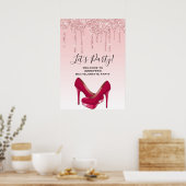 Poster Bachelorette moderne Parties scintillant rose (Cuisine)