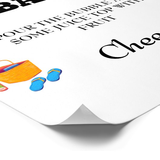 Poster Bachelorette Plage Mimosa Barre Panneau de table (Coin)