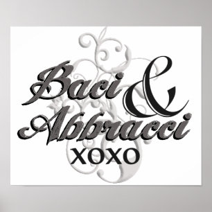 Poster Baci et Abbracci - étreintes et baisers - XOXO