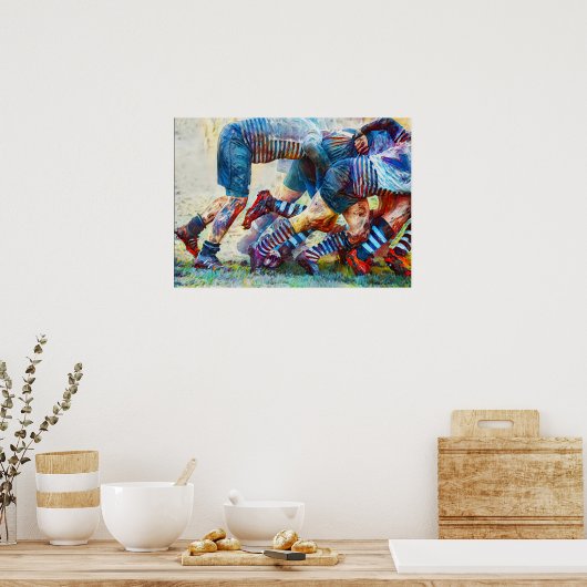 Poster Back Of The Scrum - Rugby Painting Print (Cuisine)