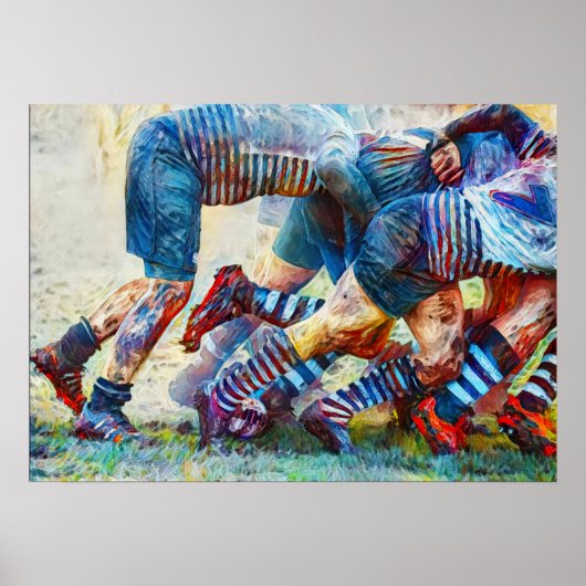Poster Back Of The Scrum - Rugby Painting Print (Devant)