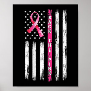 Poster Back The Pink Ribbon American Flag Breast Cancer A