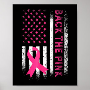 Poster Back The Pink Ribbon American Flag Breast Cancer A