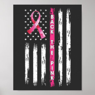 Poster Back The Pink Ribbon Flag Breast Cancer Awareness 