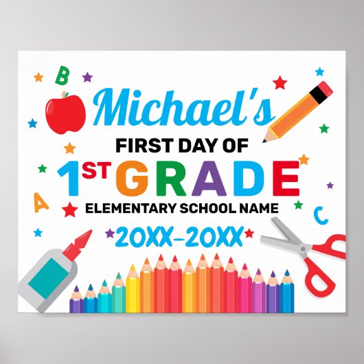 Poster Back to school first day sign (Devant)